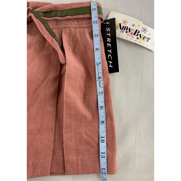 Amy Byer Girls 6X Pink Stretch Corduroy Skort With Green Belt Detail Pull On NEW - Picture 10 of 11